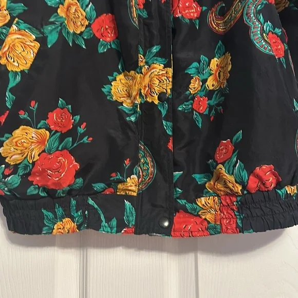 Vtg Detail Sportswear 100% silk floral print bomber jacket, Sz Small - Picture 4 of 8